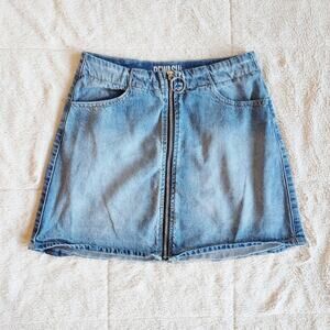 Rewash Front Zip Denim Mini Skirt